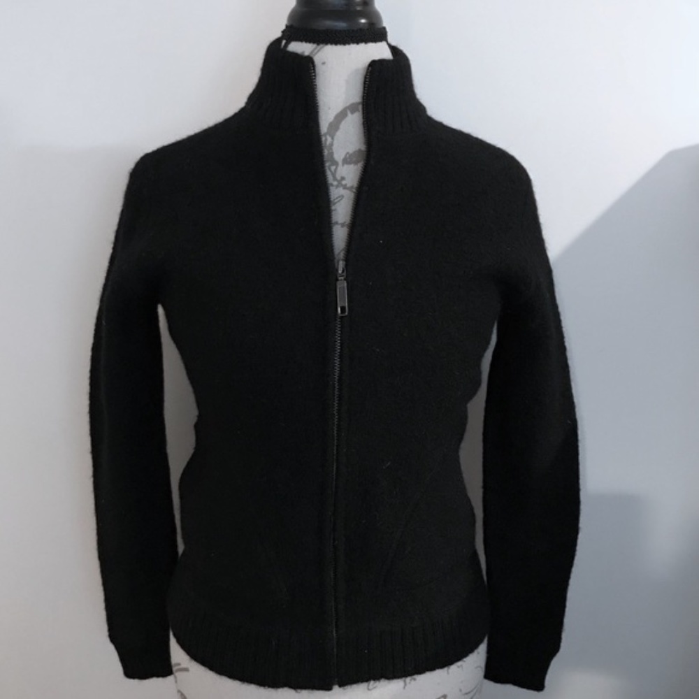 Jillian Jones 100% Wool Cardigan Black zip Sz PL
